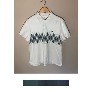 Banana Republic White and Patternized Classis Polo